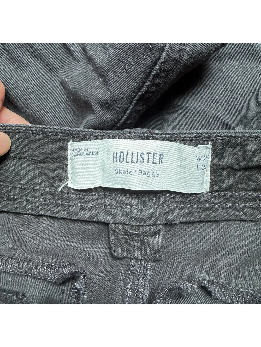 Hollister Gray Black Skater Baggy Cargo Utility Pants Y2K Mens 29x30